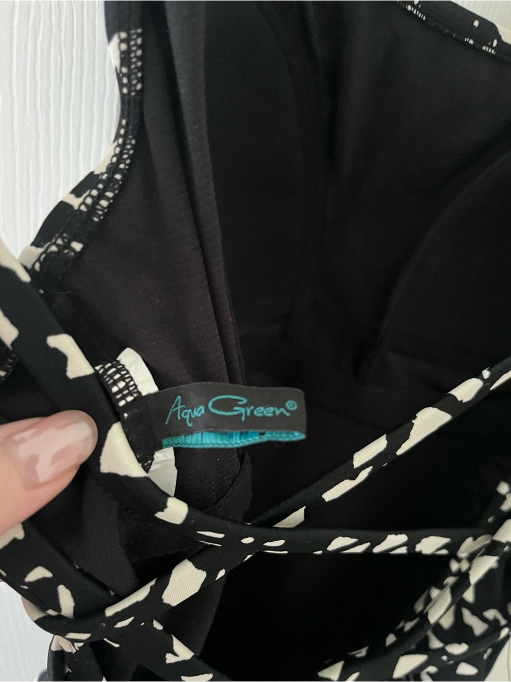 Aqua Green Black and White Womens Swimsuit - Picture 4 of 7